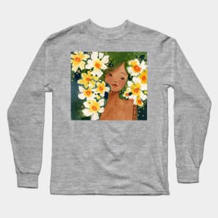 White and Yellow Flowers Long Sleeve T-Shirt